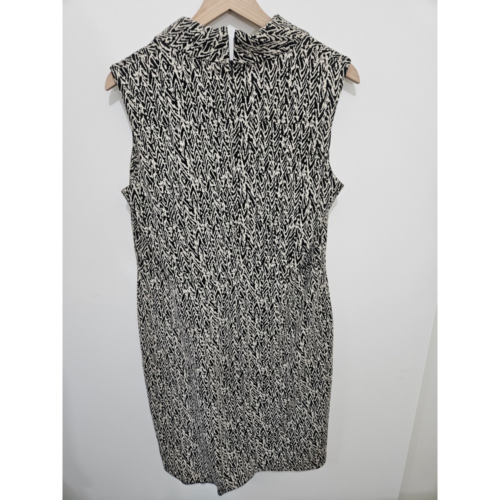 Calvin Klein Womens Black White Abstract Chevron Cowl Neck Sheath Dress Size 14 - Picture 6 of 6